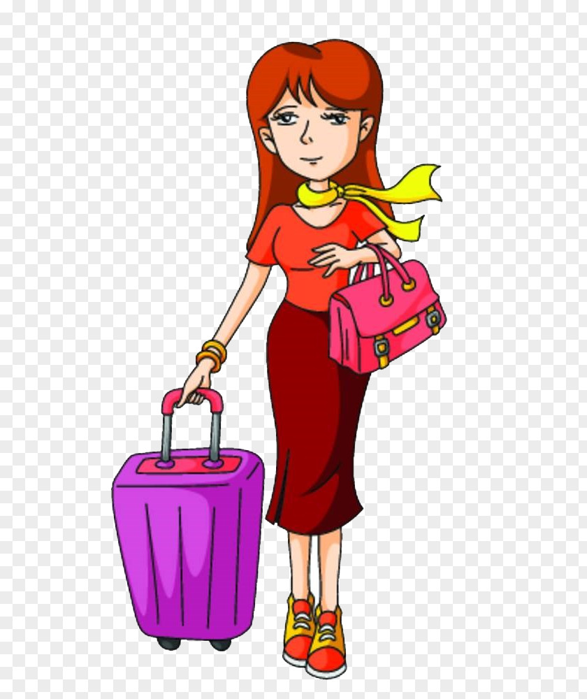 Cartoon Female Travel Tourism Woman Clip Art PNG