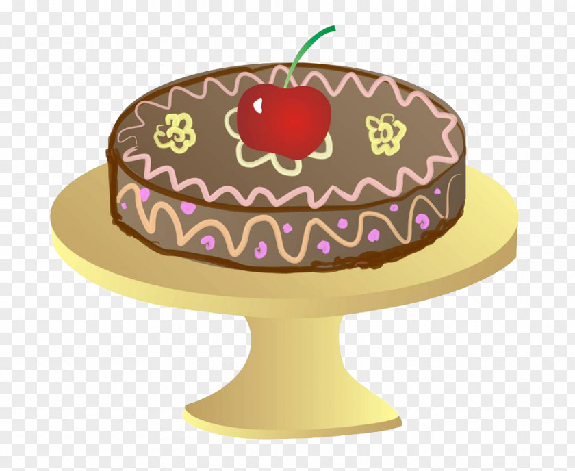Cherry Cake On The Table Birthday Sachertorte Icing Chocolate PNG