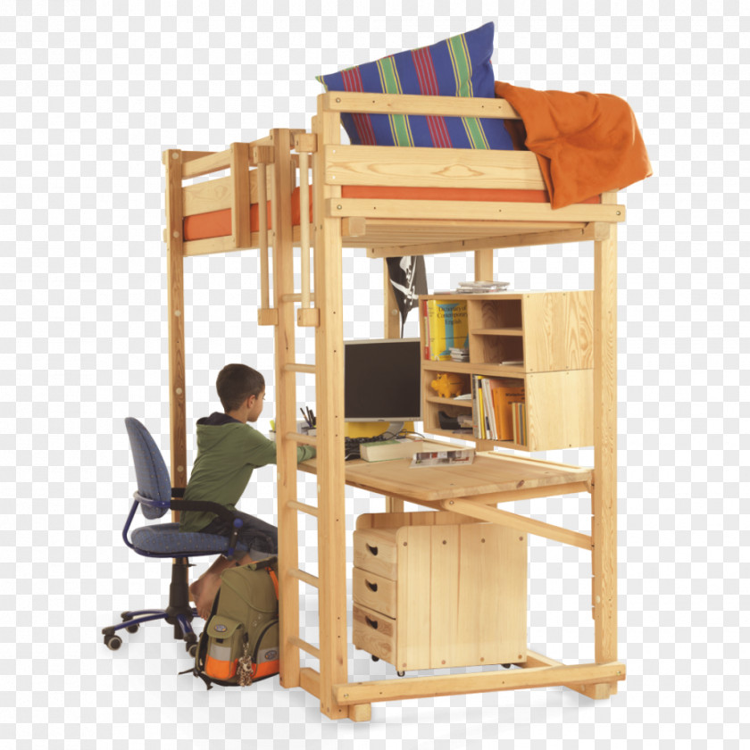 Children's Furniture Bunk Bed Desk Platform PNG