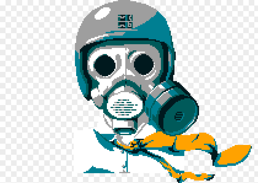 Gas Mask Pixel Art PNG