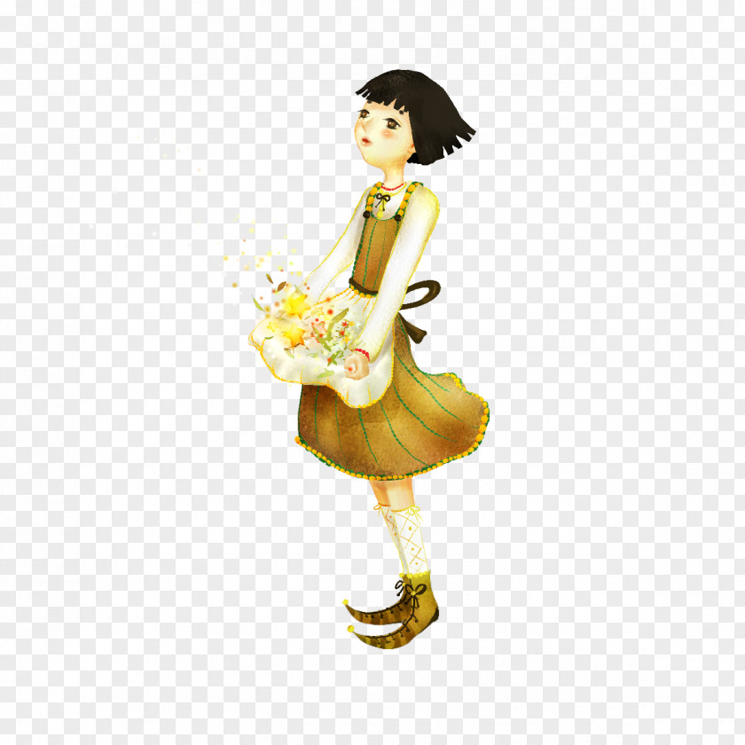 Girl Computer File PNG file, Little girl holding a flower clipart PNG