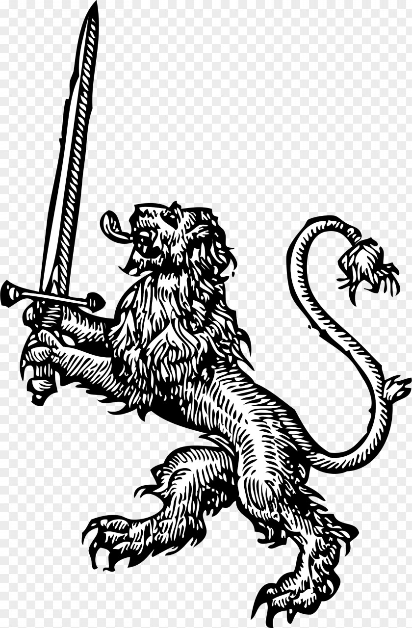Middle Ages Lion Sword Clip Art PNG