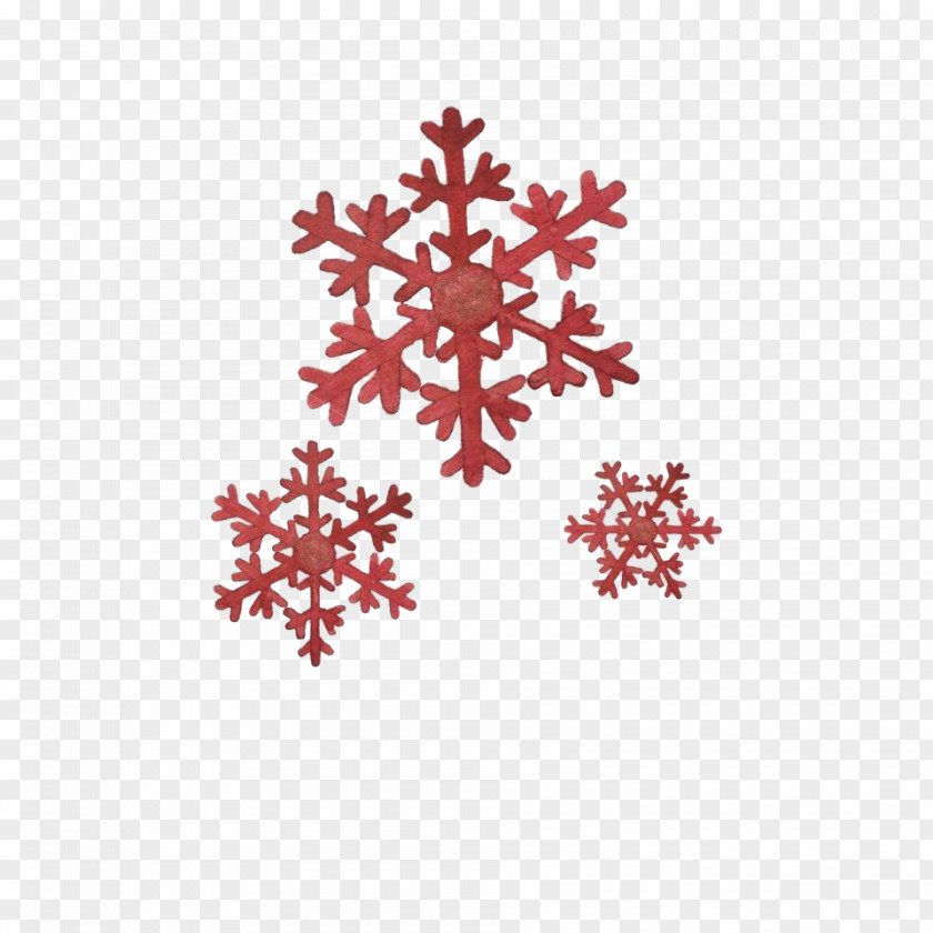 Red Snowflake Hand-painted Material PNG