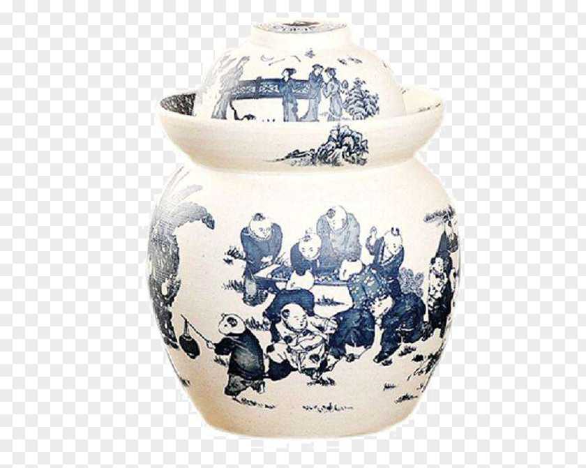 Ceramic Pickle Jar Jingdezhen Blue And White Pottery Vase PNG