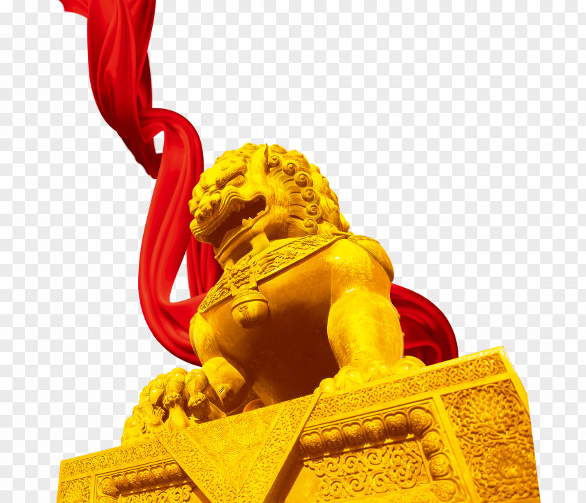 Golden Lion Statue Shunhe Driving School U9806u5408u99d5u6821 PNG