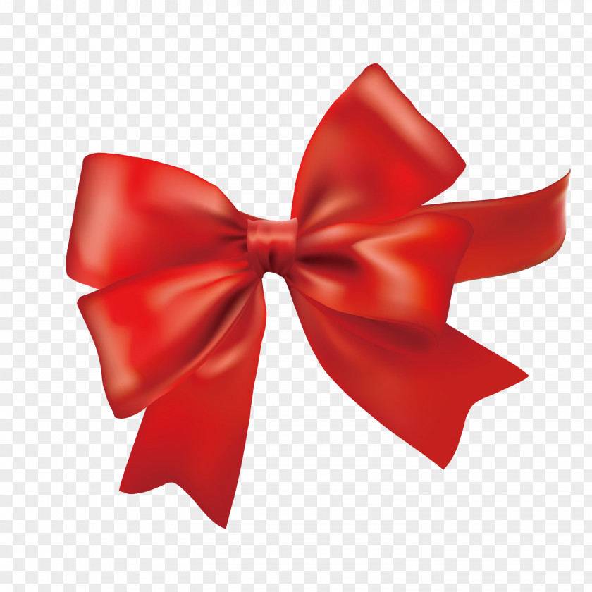Vector Red Bow Decoration With Ribbon PNG
