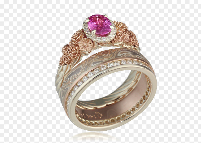 Wedding Ring Silver Ruby Diamond PNG