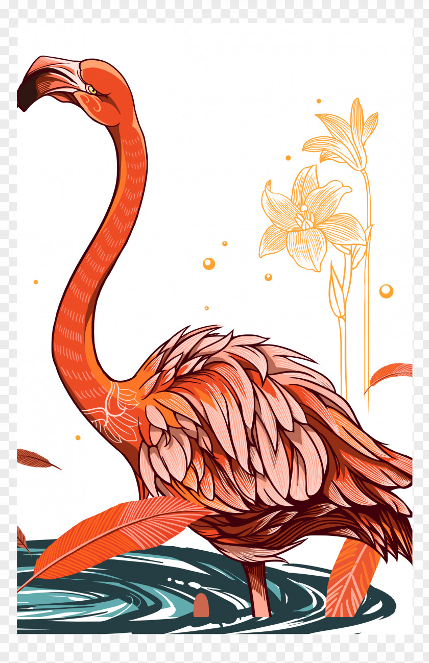 Flamingo Flamingos Lovebird Painting Illustration PNG