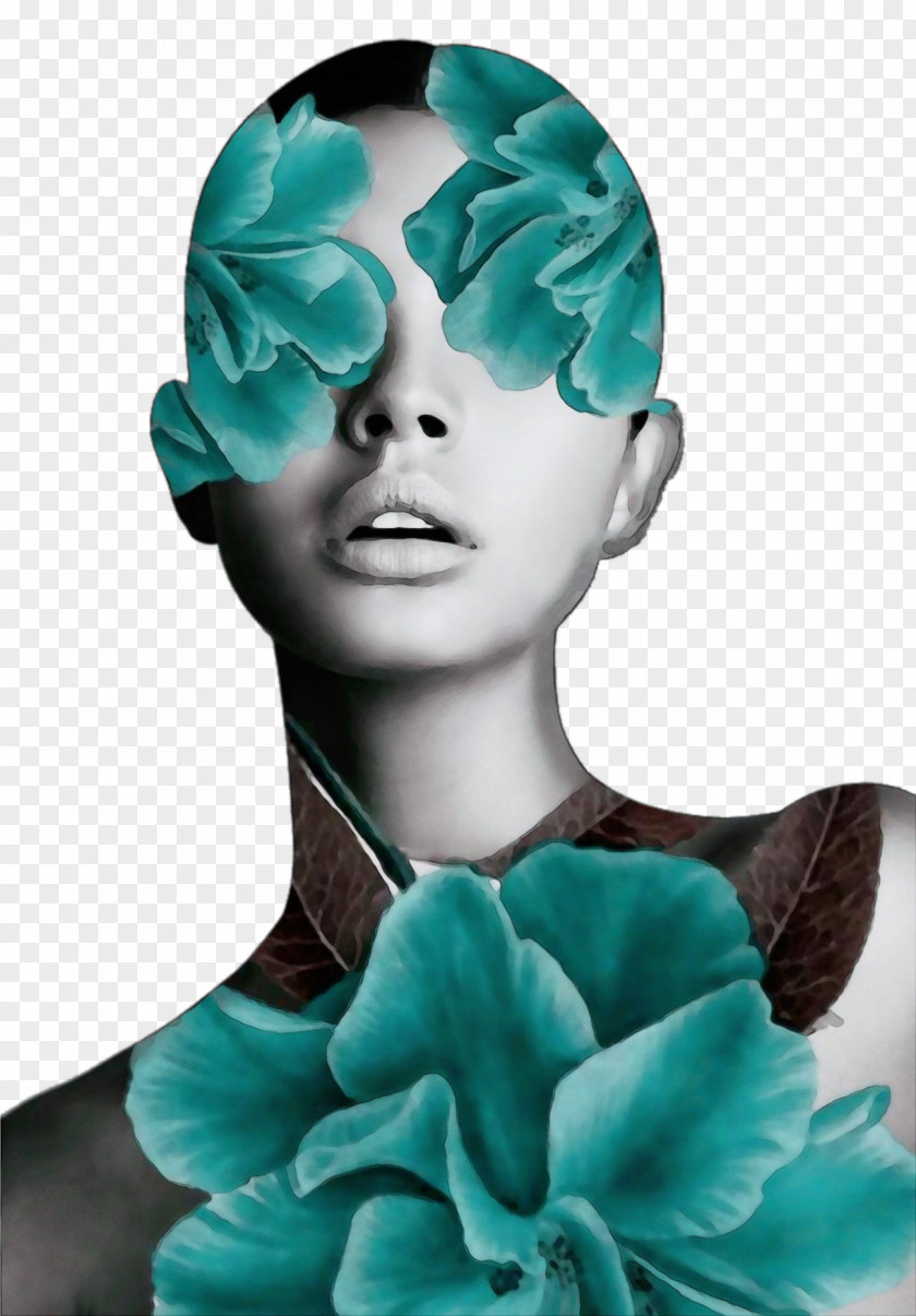 Neck Sculpture Face Aqua Turquoise Head Green PNG