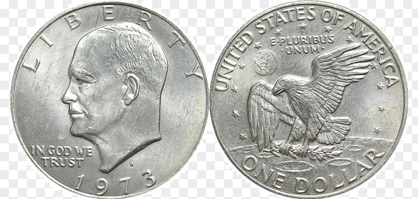 Silver Eisenhower Dollar Coin United States Philadelphia Mint PNG