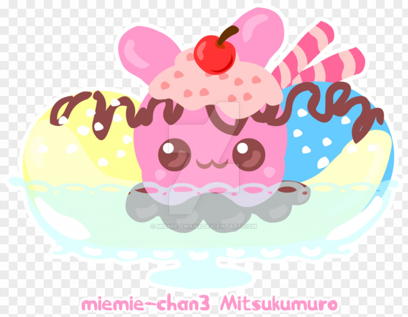 Kawaii Bunnies Sundae Desktop Wallpaper Image Ice Cream Food PNG