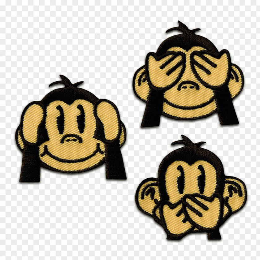 Monkey Three Wise Monkeys Embroidered Patch Simian Appliqué PNG