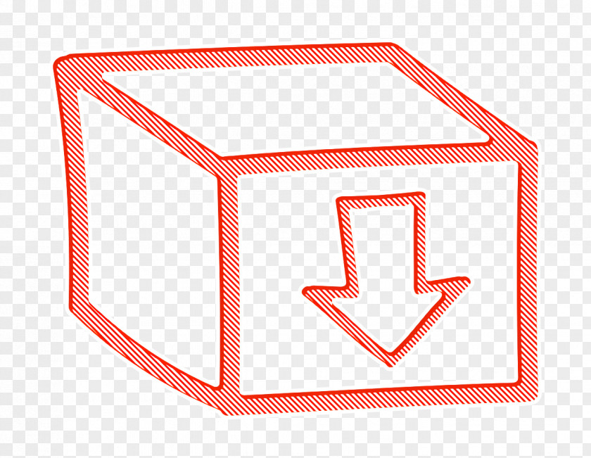 Box Icon With An Arrow Sign Pointing Down Hand Drawn Symbol Arrows PNG