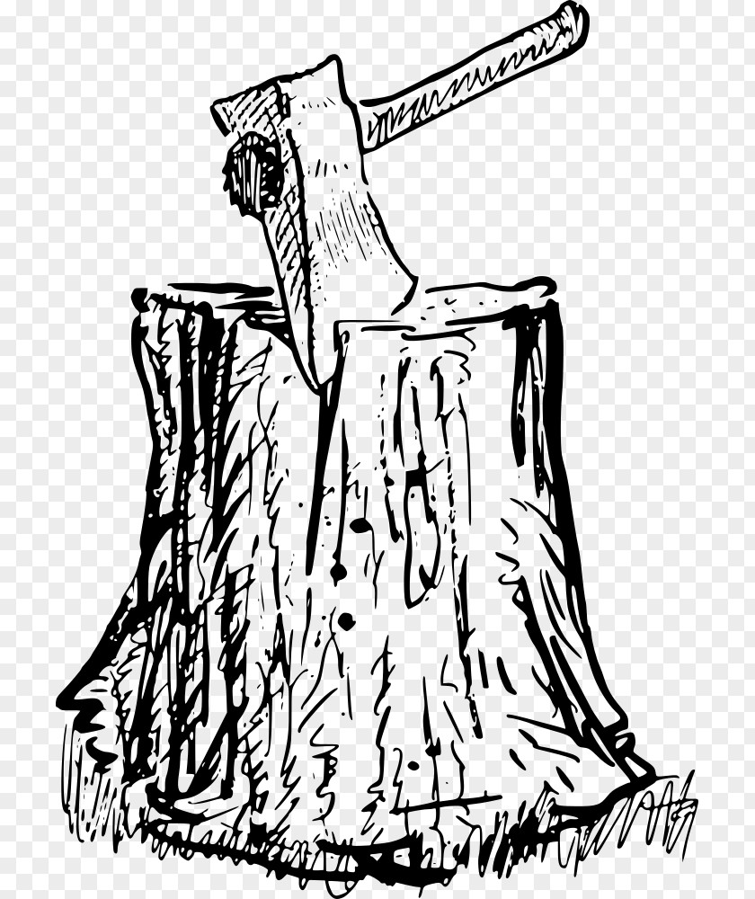 Axe Hatchet Tree Stump Drawing Clip Art PNG
