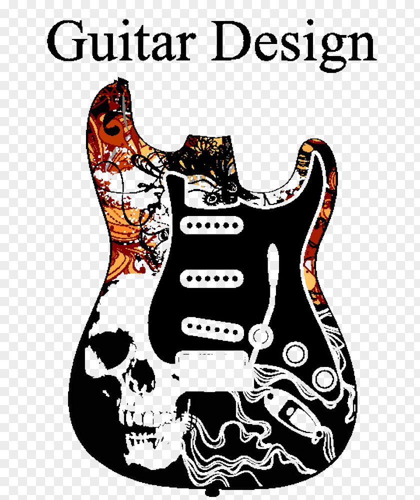 Skull Guitar Pattern Printing Visual Arts Bass Electric Graphic Design PNG