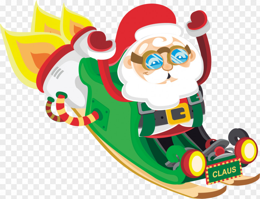 Vector Bespectacled Santa Claus Sled Illustration PNG