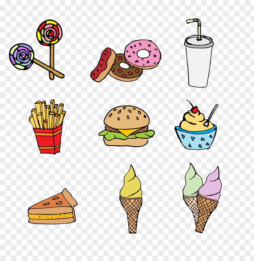 Food Free Download Ice Cream Fast Hamburger French Fries Donuts PNG