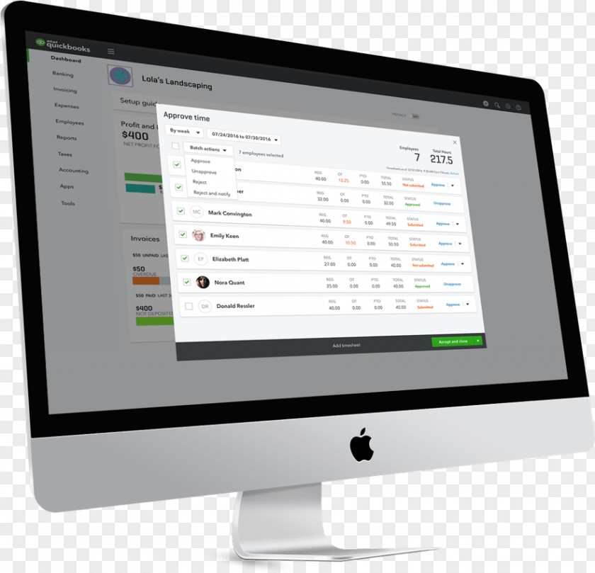 Quickbooks Payroll Computer Monitors Software Time-tracking ImagiWorks PNG