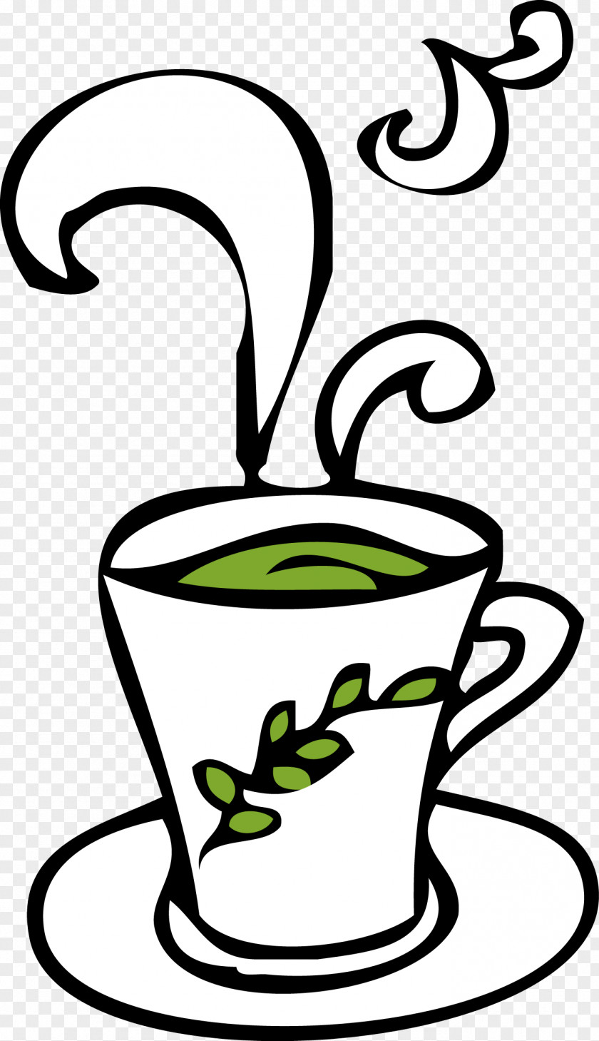Cartoon Steaming Cup Of Green Tea Clip Art PNG