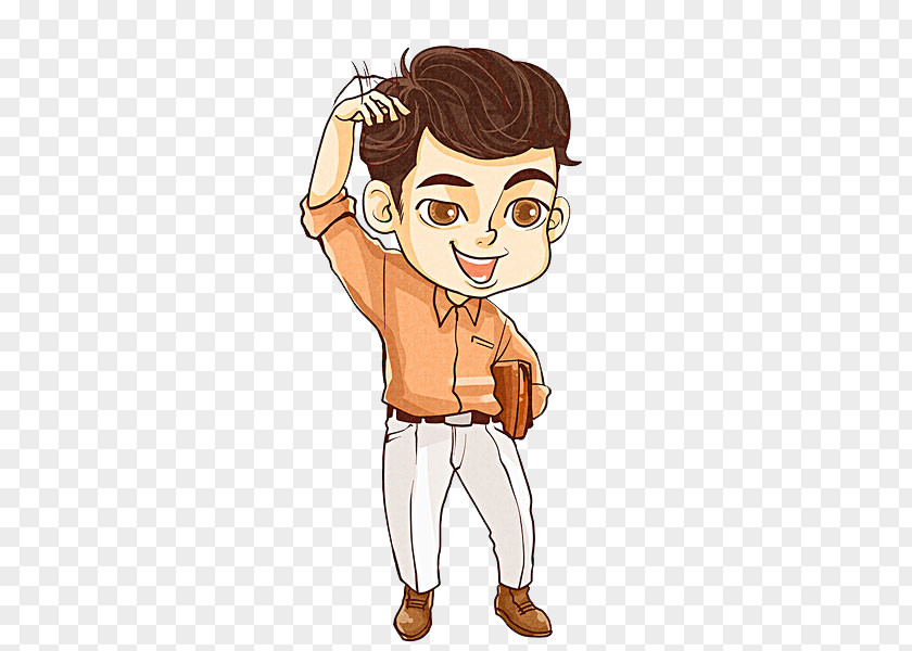 Handsome Man Cartoon Illustration PNG