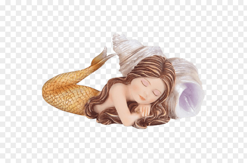 Mermaid Baby Spiral Seashell Figurine Polyresin Mollusc Shell PNG