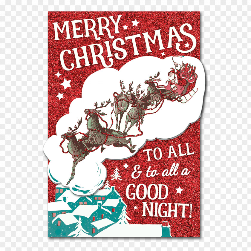 Santa Claus Reindeer Christmas Ornament Card PNG