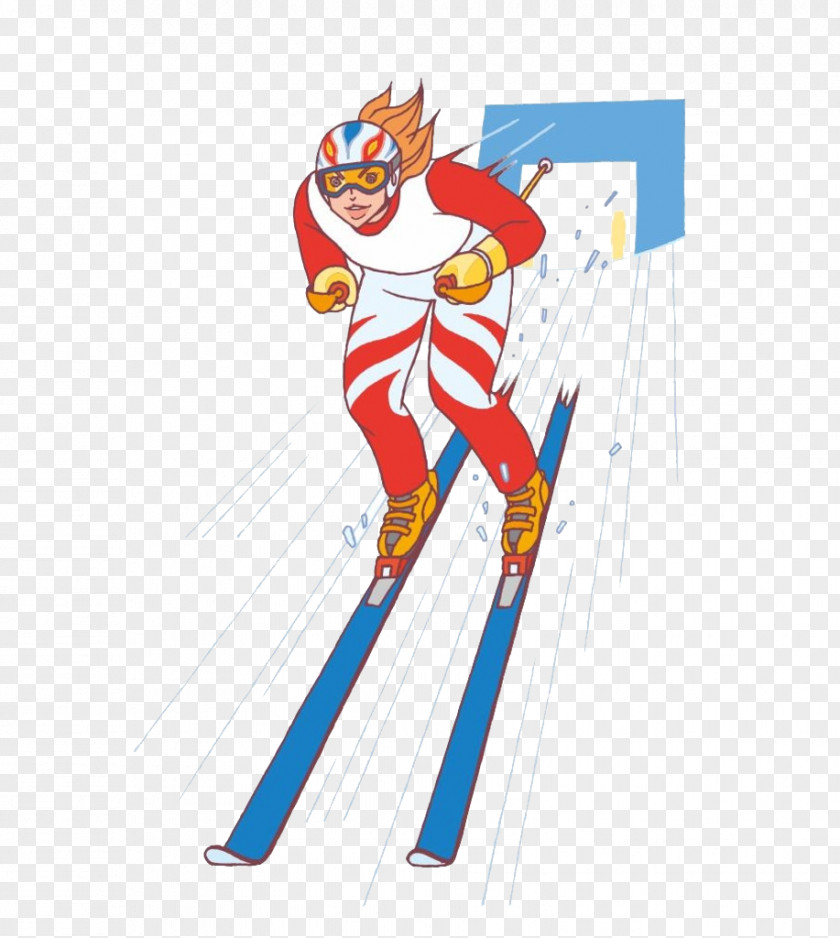 Skiing Vector Snowman Illustration PNG