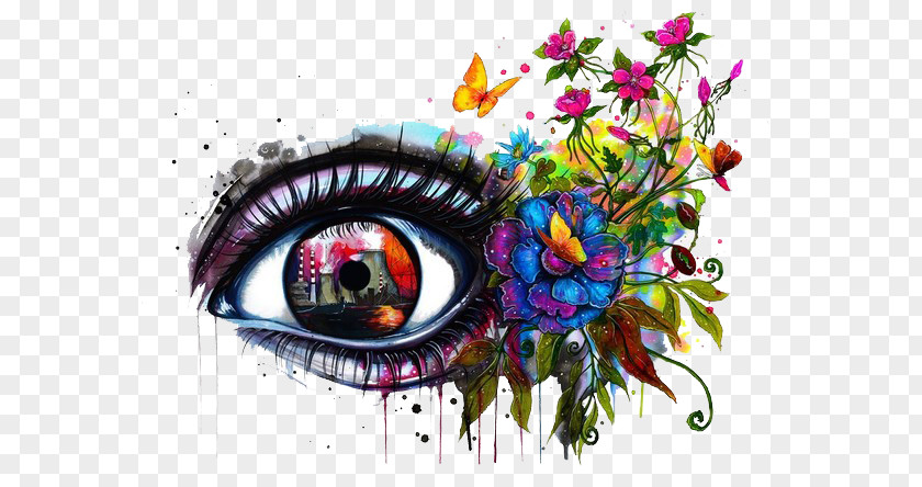 One Eye Drawing Art Watercolor Painting PNG