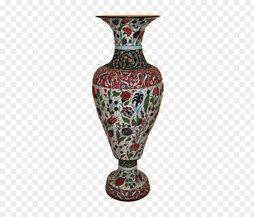 Vase Ceramic Glass Floral Design Urn PNG