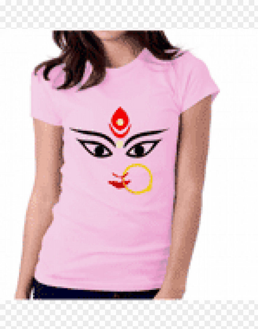 Durga Maa Printed T-shirt Top Crew Neck PNG