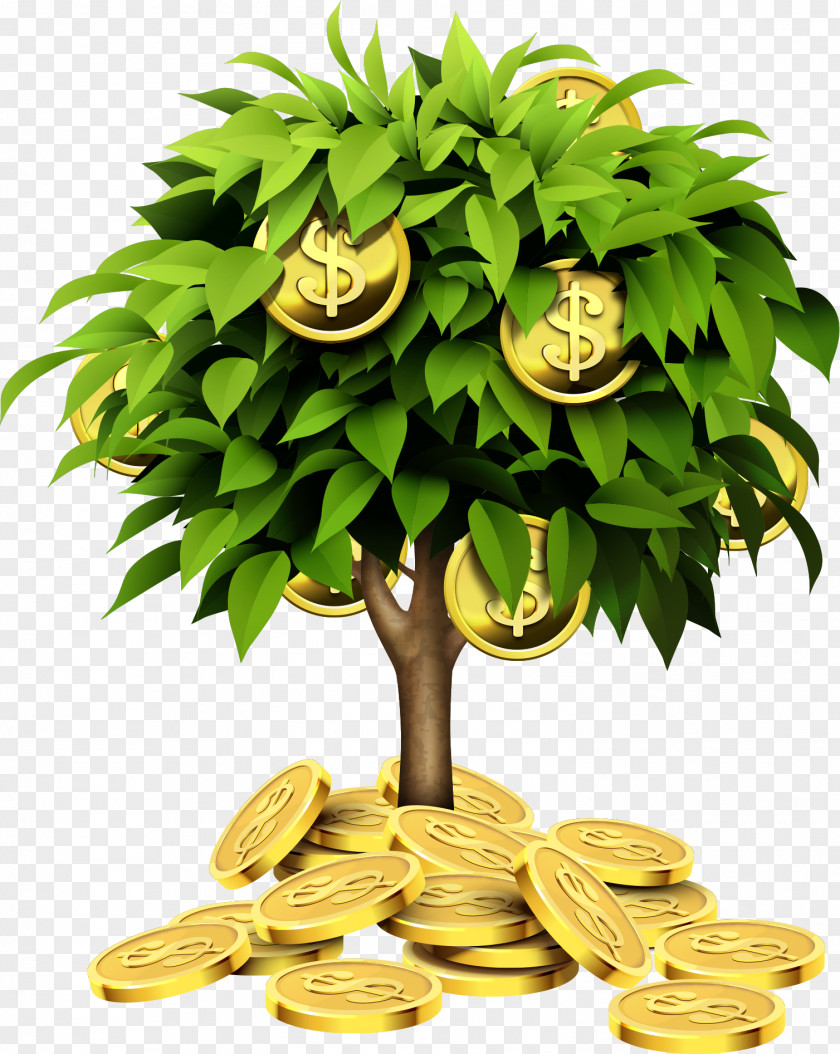 Vector Gold Tree Individual Retirement Account Investment Saving Money PNG