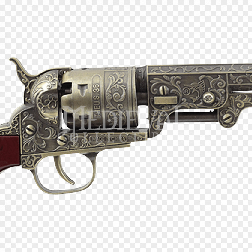 Antique Brass Revolver American Civil War Confederate States Of America Firearm Pistol PNG
