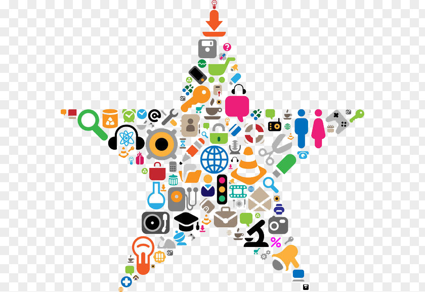 A Number Of Icons Form Five Pointed Star Digital Marketing Social Media Search Engine Optimization Business PNG