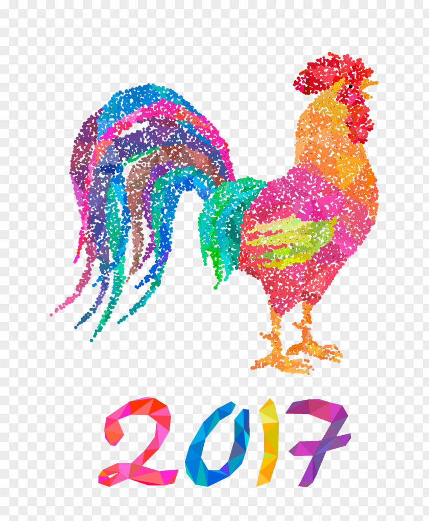 Color Cock Chinese New Year Rooster Years Day Card PNG