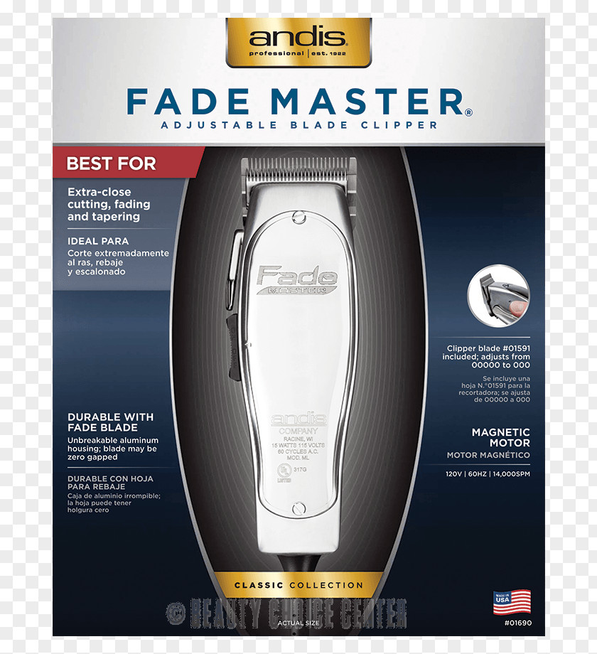 Barber Supplies Hair Clipper Andis Master Adjustable Blade Fade Model PNG