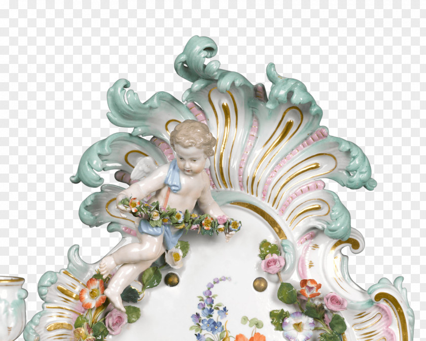 Porcelain Flowers Decoration Meissen Figurine Sconce Legendary Creature PNG