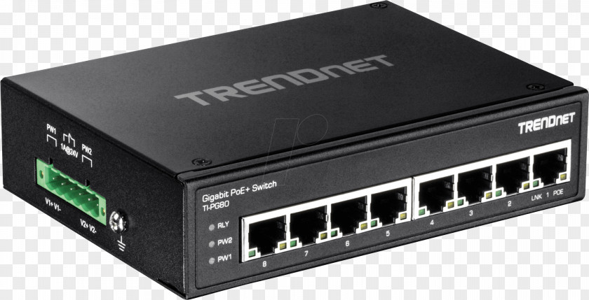 Gigabit Ethernet Power Over Network Switch DIN Rail PNG