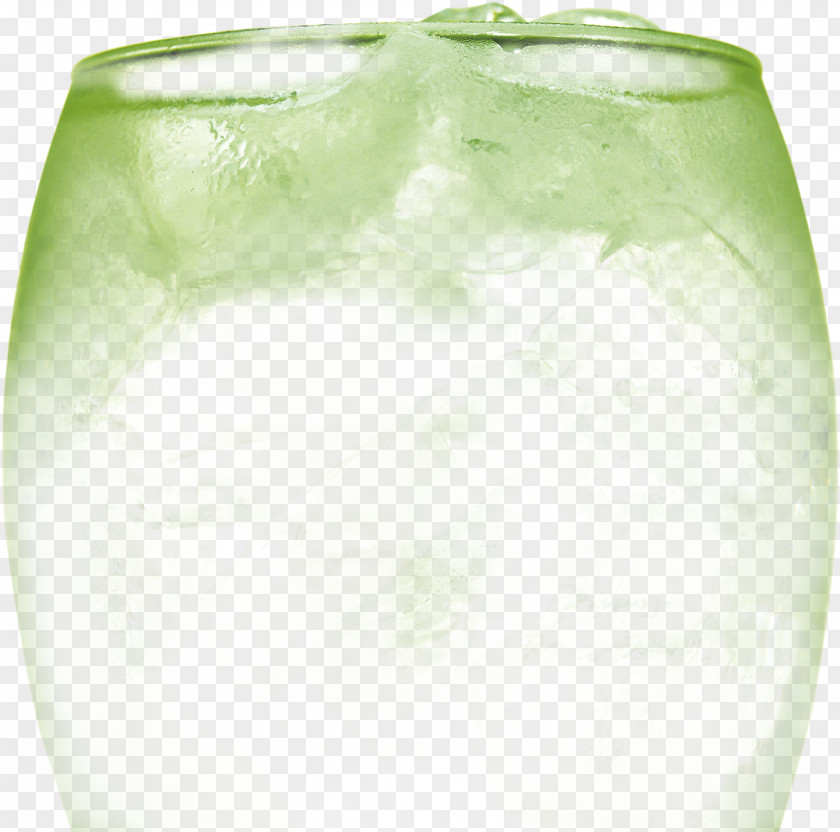 Cool Summer Ice Drink Glass Green Pattern PNG