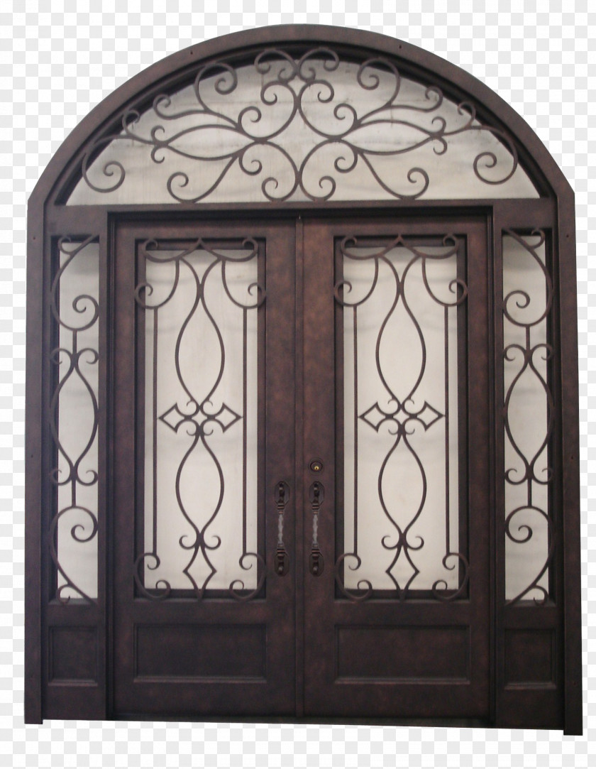 Double Door Sidelight Transom Arch Facade PNG