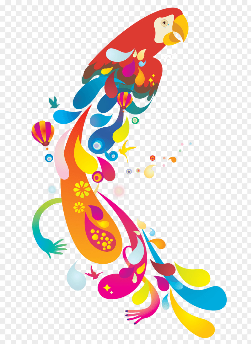 Multicolor Parrot Bird Budgerigar Vector Graphics Image PNG