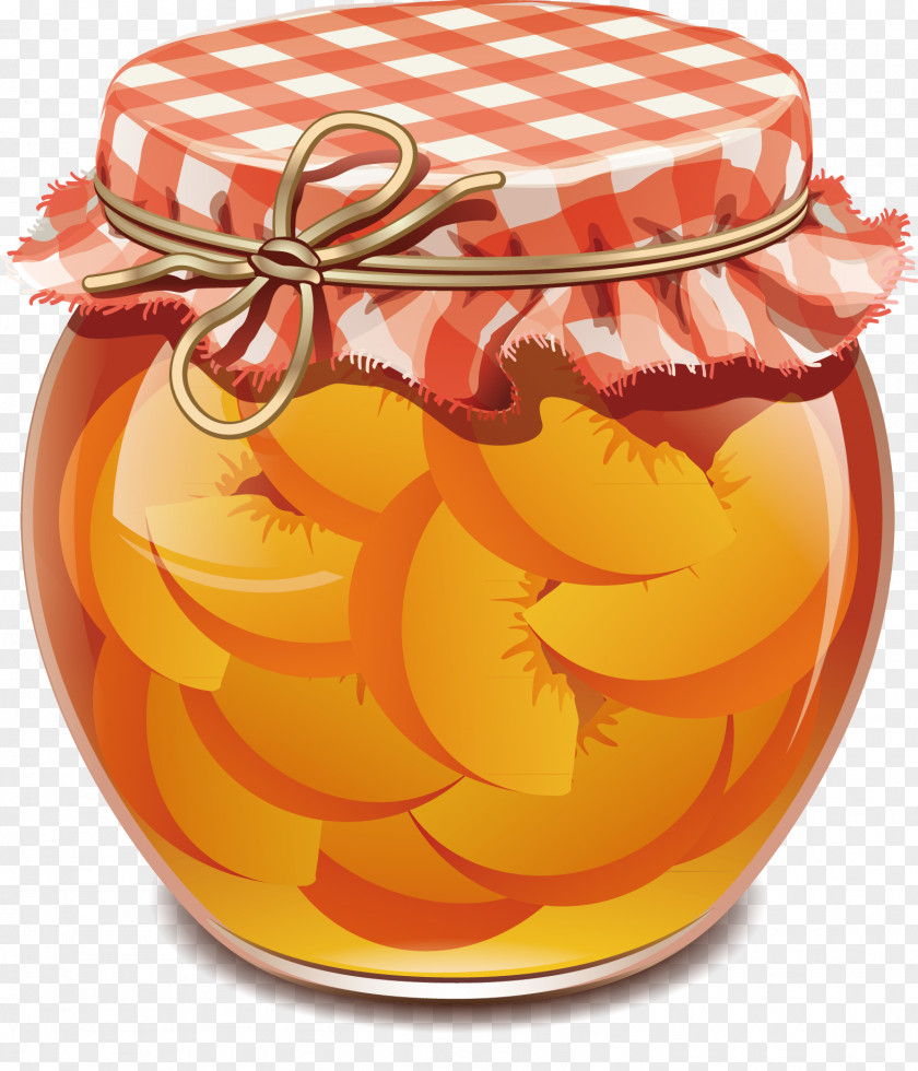 Peach Decorative Design Vector Gelatin Dessert Fruit Preserves Jar PNG