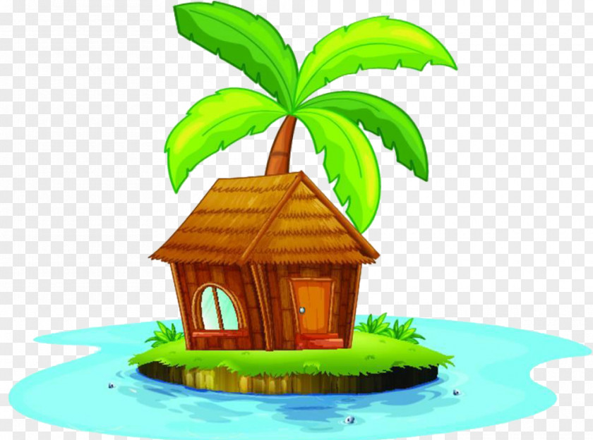 There Is A Small House On The Island Nipa Hut Clip Art PNG