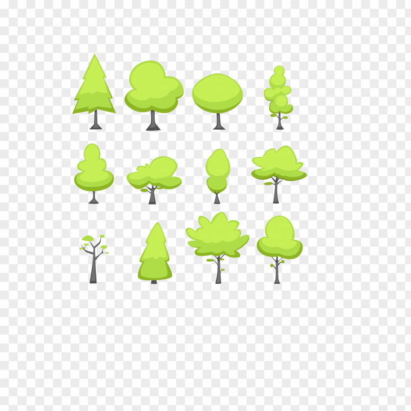Vector Green Cartoon Simple Forest Collection Tree Download PNG