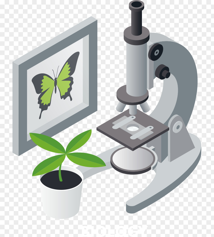 Vector Plants And Microscope Illustration PNG