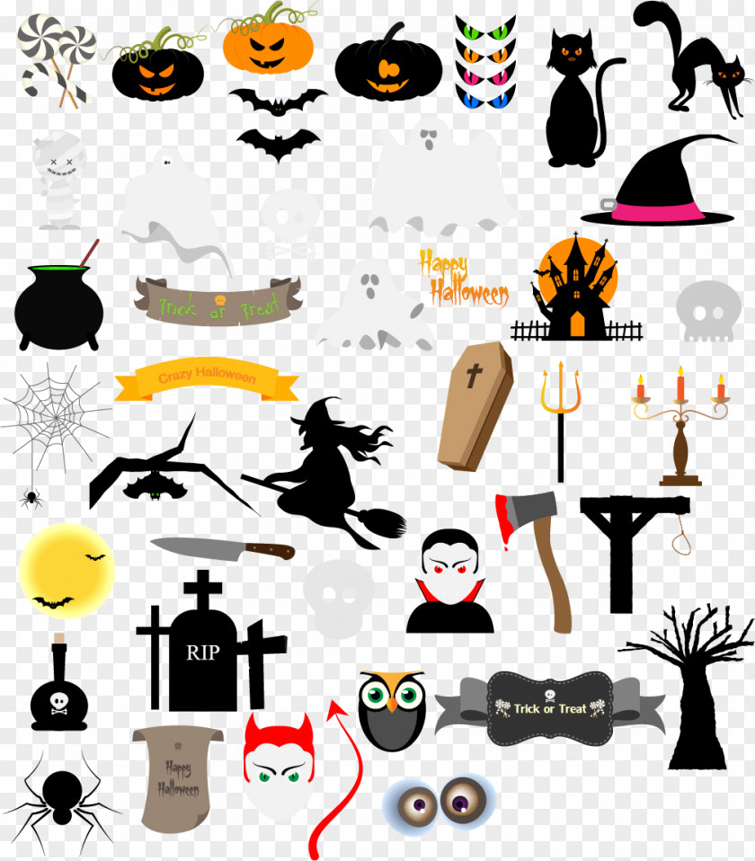 Halloween Design Elements All Saints' Day Holiday Pattern PNG