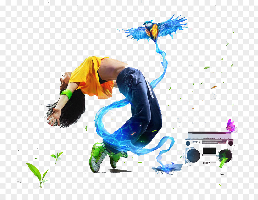 Crazy Dancing And Birds Graphic Design Dance Party Illustration PNG