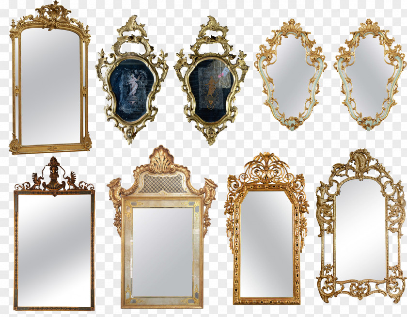 European Mirror Picture Frame Metal PNG