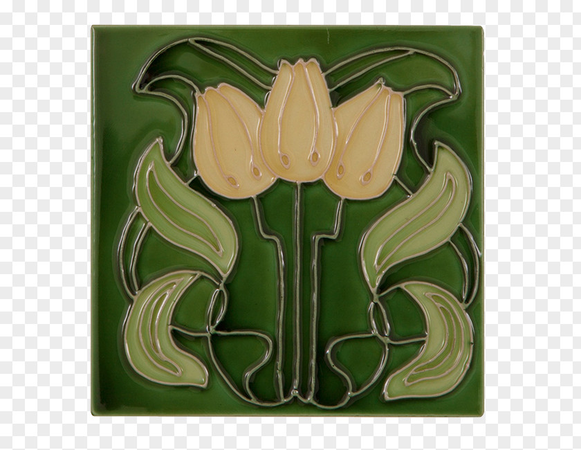 Embossed Flowers Tile Wall Flower Fireplace Green PNG