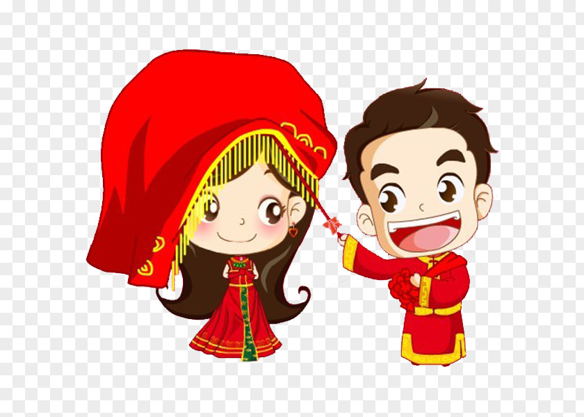 Cute Chinese Wedding Dolls Marriage Clip Art PNG