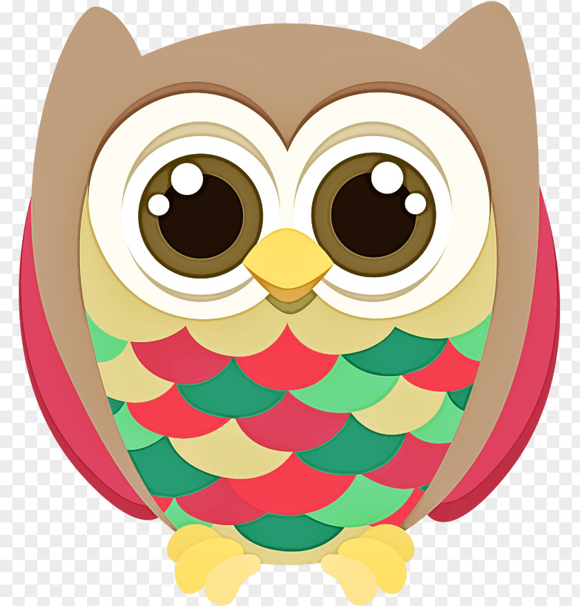 Bird Of Prey Owl Cartoon Green Pink PNG